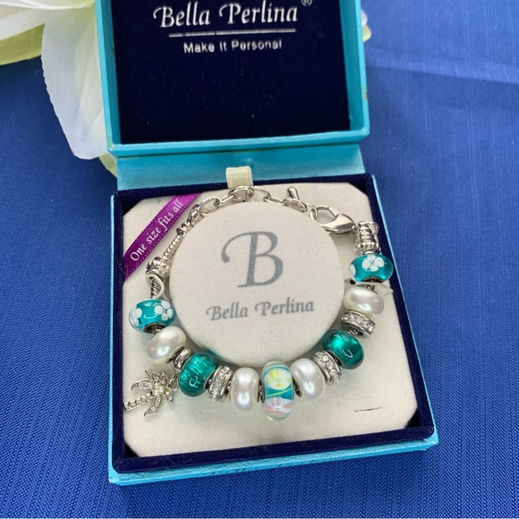 Vintage Bella Perlina Glass Bead Tropical Blue Bracelet - Picture 2 of 4